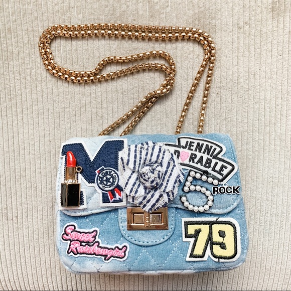 Blue pearl flower shoulder crossbody bag - Picture 4 of 8